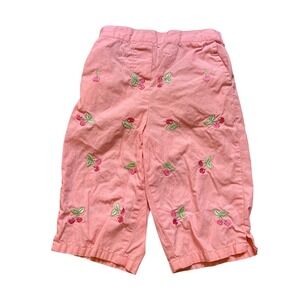 KNU Supplies Cherry Embroidered Pants Kids Pink Vintage Style SIZE 24 Months